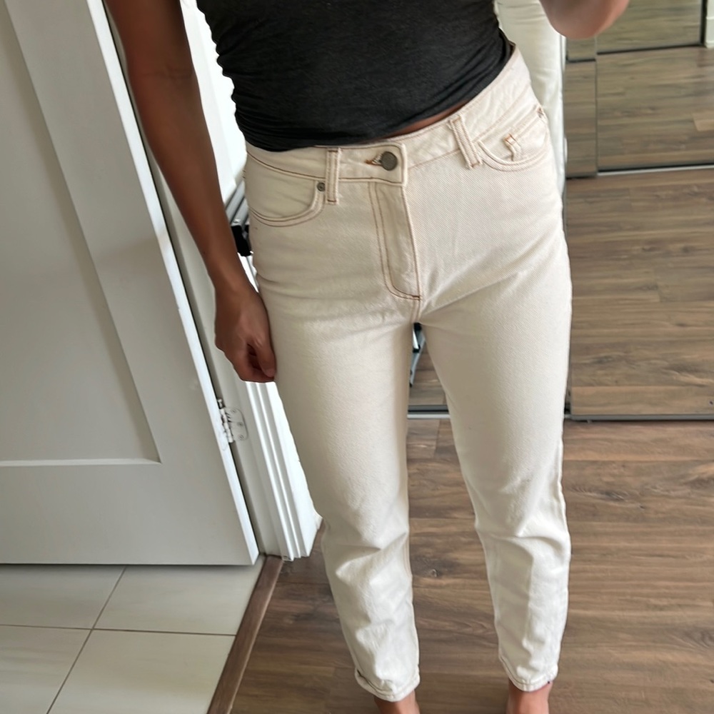Cream vintage straight leg white denim